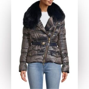 Versace Collection Fox Fur-Trim Down Puffer